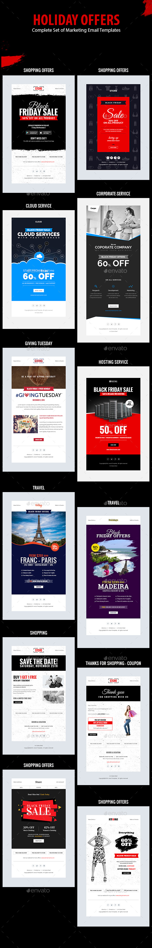 Holiday Offers - Complete Set of Marketing Email Templates - 1